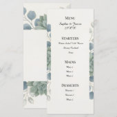Menu de mariage au eucalyptus bleu poussiéreux (Devant / Derrière)