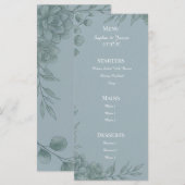 Menu de mariage au eucalyptus gris bleu (Devant / Derrière)
