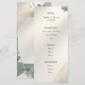 Menu de mariage au eucalyptus gris bleu (Devant / Derrière)