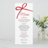 Menu de mariage au ruban rouge élégant (Debout devant)