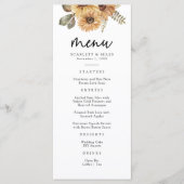 Menu de mariage au tournesol rustique (Devant)