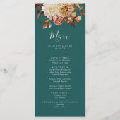 Menu de mariage automnal sarcelle (Devant)