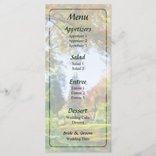 Menu de mariage Automne Vista (Devant)