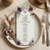 Menu de mariage aux élégantes roses de Bourgogne