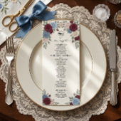 Menu de mariage aux élégantes roses de Bourgogne