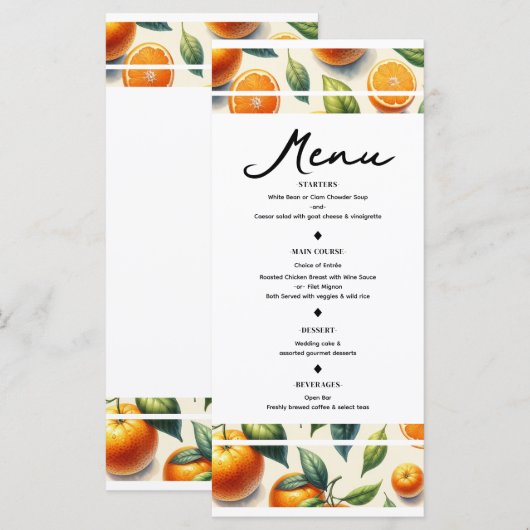 Menu de mariage aux feuilles d'orange agrumes à l' (Devant / Derrière)