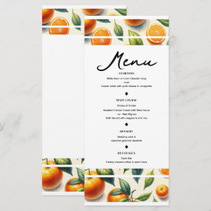 Menu de mariage aux feuilles d'orange agrumes à l'