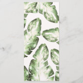 Menu de mariage aux feuilles tropicales vertes et (Dos)
