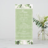 Menu de mariage aux feuilles tropicales vertes et (Debout devant)