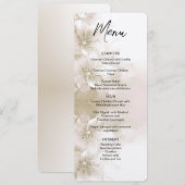 Menu de mariage aux fleurs blanches ivoire élégant (Devant / Derrière)