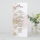 Menu de mariage aux fleurs blanches ivoire élégant (Debout devant)