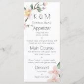 Menu de mariage aux fleurs d'aquarelle romantiques (Devant)