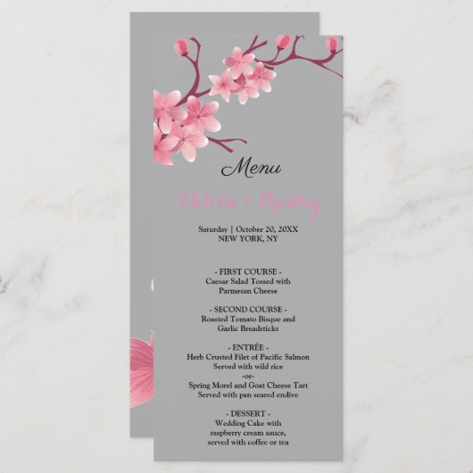 Menu de mariage aux fleurs de cerisier (Devant / Derrière)