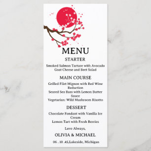 Menu de mariage aux fleurs de cerisier japonaises