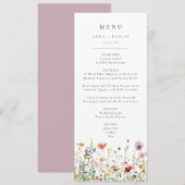 Menu de mariage aux fleurs sauvages (Devant / Derrière)