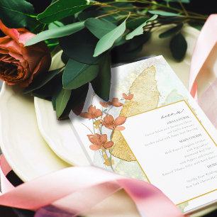 Menu de mariage aux fleurs sauvages aquarelle or I