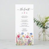 Menu de mariage aux fleurs sauvages bohèmes du jar (Debout devant)