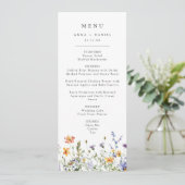Menu de mariage aux fleurs sauvages colorées (Debout devant)