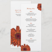 Menu de mariage aux Gerbera (Devant / Derrière)