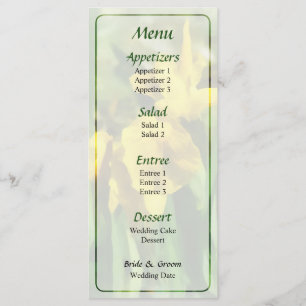 Menu de mariage aux Iris Jaunes Japonais