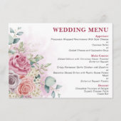 Menu de mariage aux roses aquarelles (Devant)