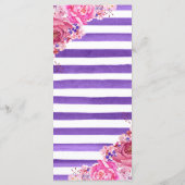 Menu de mariage aux roses roses aquarelles Boho (Dos)