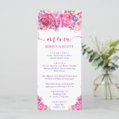 Menu de mariage aux roses roses aquarelles Boho (Debout devant)
