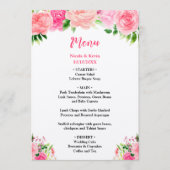 Menu de mariage aux roses roses avec feuillage (Devant)