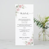 Menu de mariage aux roses roses blush (Debout devant)