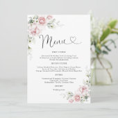 Menu de mariage aux roses roses blush (Debout devant)