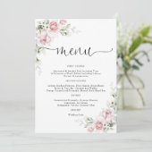 Menu de mariage aux roses roses blush (Debout devant)