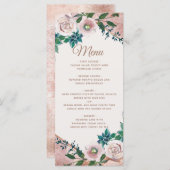 Menu de mariage aux succulents rose gold et rose t (Devant / Derrière)