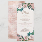 Menu de mariage aux succulents rose poudré et or r (Devant / Derrière)