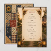 Menu de mariage aux tournesols Rustic Chic America (Devant / Derrière)