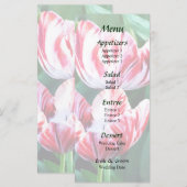 Menu de mariage aux tulipes rouges et blanches élé (Devant / Derrière)