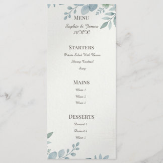 Menu de mariage avec bordure latérale botanique bl