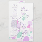 Menu de mariage avec des pétales de fleurs moderne (Devant / Derrière)