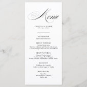 Menu de mariage avec détails de calligraphie scrip (Devant)