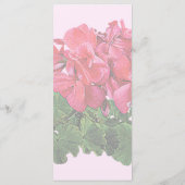 Menu de mariage avec géraniums rouges et boutons (Dos)