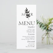 Menu de mariage avec logo de branche botanique (Debout devant)