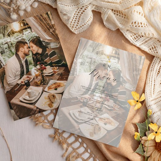 Menu de mariage avec monogramme photo