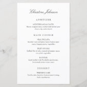 Menu de mariage avec nom de l'invité noir et blanc (Devant)