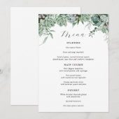 Menu de mariage avec plantes succulentes et d'euca (Devant / Derrière)