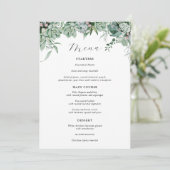 Menu de mariage avec plantes succulentes et d'euca (Debout devant)