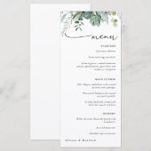 Menu de mariage avec plantes succulentes et eucaly (Devant / Derrière)