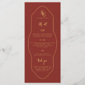 Menu de mariage avec remerciements monogramme (Devant)