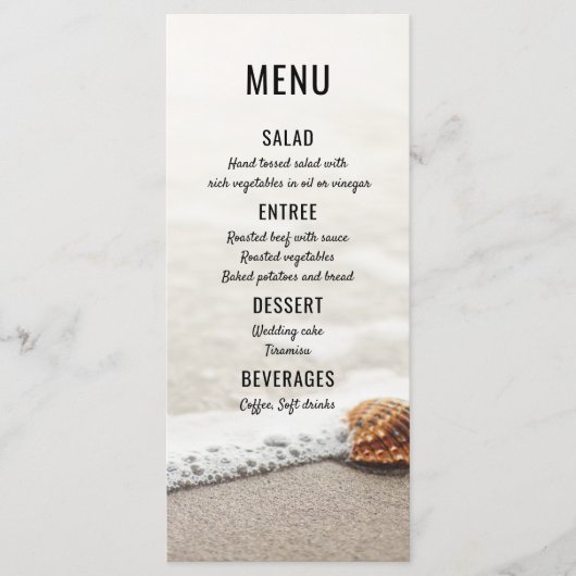 Menu de mariage Beach Waves (Devant)