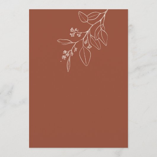 Menu de mariage beige boho avec illustrations flor (Dos)