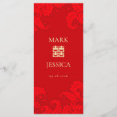 Menu de mariage bilingue vietnamien anglais (Dos)