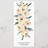 Menu de mariage blanc avec touche florale beige ro (Dos)